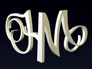 Fototapete - 3d font,  Font stylization of the letters H and M. font composition of the logo. 3D rendering.