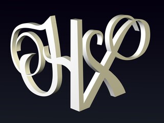 Fototapete - 3d font,  Font stylization of the letters H and X. font composition of the logo. 3D rendering.