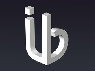 Fototapete - 3d font,  Font stylization of the letters I and B. font composition of the logo. 3D rendering.