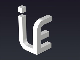 Fototapete - 3d font,  Font stylization of the letters I and E. font composition of the logo. 3D rendering.