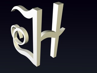 Fototapete - 3d font, Font stylization of the letters J and H. font composition of the logo. 3D rendering.