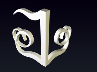 Fototapete - 3d font, Font stylization of the letters J and J. font composition of the logo. 3D rendering.