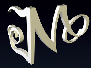 Fototapete - 3d font, Font stylization of the letters J and N. font composition of the logo. 3D rendering.