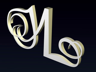 Fototapete - 3d font,  Font stylization of the letters N and L. font composition of the logo. 3D rendering.