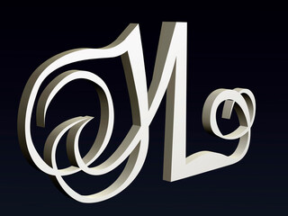 Fototapete - 3d font,  Font stylization of the letters N and L. font composition of the logo. 3D rendering.