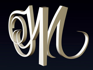 Fototapete - 3d fonds. Font stylization of the letters N and N. font composition of the logo. 3D rendering.