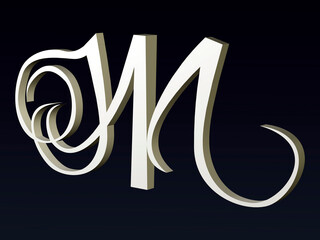 Fototapete - 3d fonds. Font stylization of the letters N and N. font composition of the logo. 3D rendering.