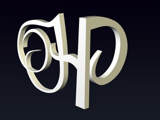 Fototapete - 3d font,. Font stylization of the letters H and P. font composition of the logo. 3D rendering.