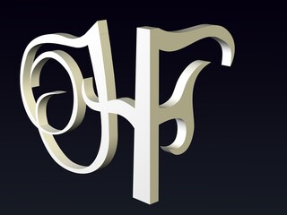 Fototapete - 3d font,  Font stylization of the letters H and F. font composition of the logo. 3D rendering.