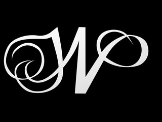 Fototapete - 3d font,  Font stylization of the letters N and V. font composition of the logo. 3D rendering.