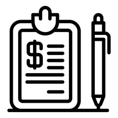 Poster - Money pen clipboard icon. Outline money pen clipboard vector icon for web design isolated on white background