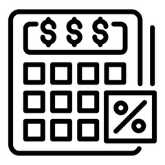 Poster - Percent calculator icon. Outline percent calculator vector icon for web design isolated on white background