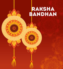 Wall Mural - greeting card with decorative set of rakhi for raksha bandhan, indian festival for brother and sister bonding celebration, the binding relationship vector illustration design