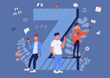 Gen Z Communication Flat Concept Vector Illustration