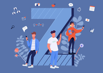 Gen Z communication flat concept vector illustration