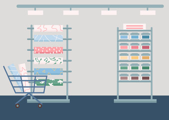 Poster - Building construction materials store flat color vector illustration