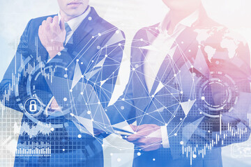 Poster - Two business partners, global infographics
