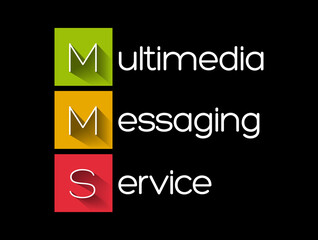 Poster - mms - multimedia messaging service acronym, technology concept background