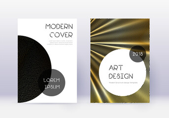 Trendy cover design template set. Gold abstract li