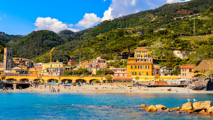 Wall Mural - It's Panorama of Monterosso al Mare, a small town in province of La Spezia, Liguria, Italy. It's one of the lands of Cinque Terre, UNESCO World Heritage Site