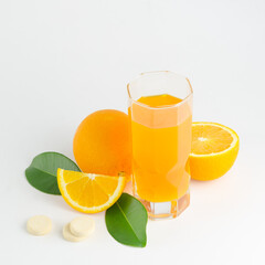 Wall Mural - Vitamin C supplement: fresh orange, effervescent tablet...