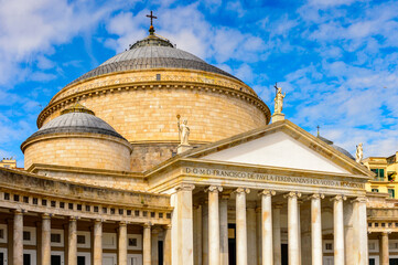 Canvas Print - It's Basilica of San Francesco di Paola, located on Piazza del Plebiscito, Naples, Italy