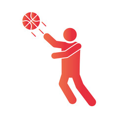 Wall Mural - basketball game, player throws ball recreation sport gradient style icon