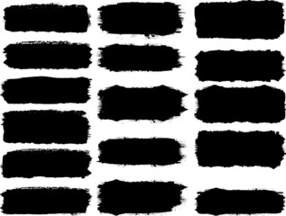 Grunge Paint Roller . Vector brush Stroke . Distressed banner . Black stripes isolated. paintbrush collection . Modern Textured shape . Dry border in Black . Bulge lines