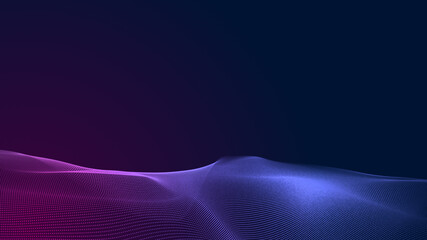 Poster - dot blue purple wave line light gradient dark background. abstract technology big data digital backg