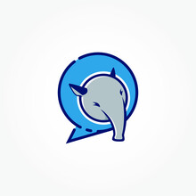 Logo Illustration Mascot Of Tapir With Balloon Chat