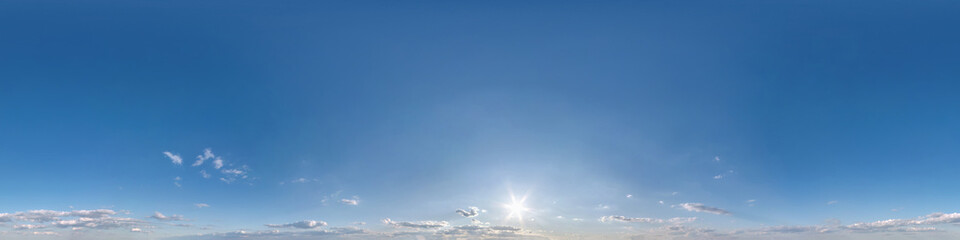 Wall Mural - blue sky with beautiful fluffy cumulus clouds. seamless hdri panorama 360 degrees angle view without