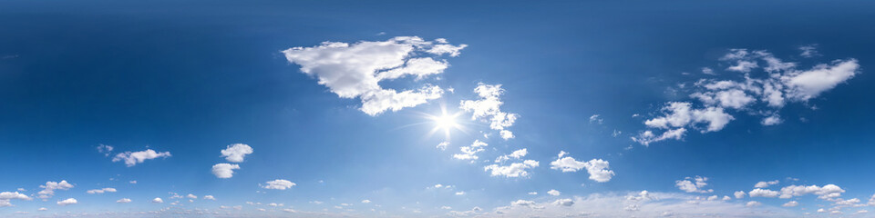 Wall Mural - blue sky with beautiful fluffy cumulus clouds. seamless hdri panorama 360 degrees angle view without