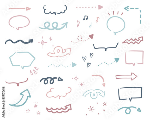 Fototapete 手書きの矢印のイラストのセット シンプル かわいい おしゃれ Yugoro