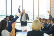 © eakgrungenerd - Group of business people sitting listen and present reviews in meeting room, leadership present, business teamwork partner concept.