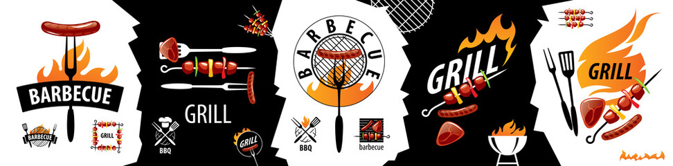 Wall Mural - Set of vector icons for barbecue and grill