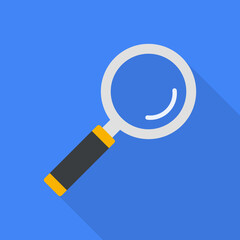 Poster - Magnifying glass flat design. Vector Search Icon with long shadow.