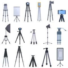 Poster - Tripod icons set. Cartoon set of tripod vector icons for web design
