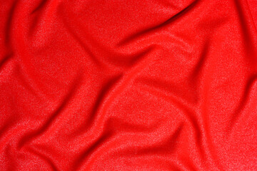 Wall Mural - Texture of red luxury expensive fabric. Mockup of designer for making flag on wavy colorful background.