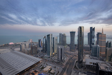 Wall Mural - Aerial View of west bay area Doha City