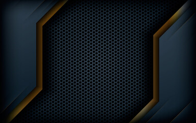 Modern abstract black background with gold line composition