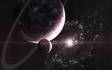 Wall Mural - inhabited planets on background of galaxy. somewhere in deep space. science fiction. elements of thi