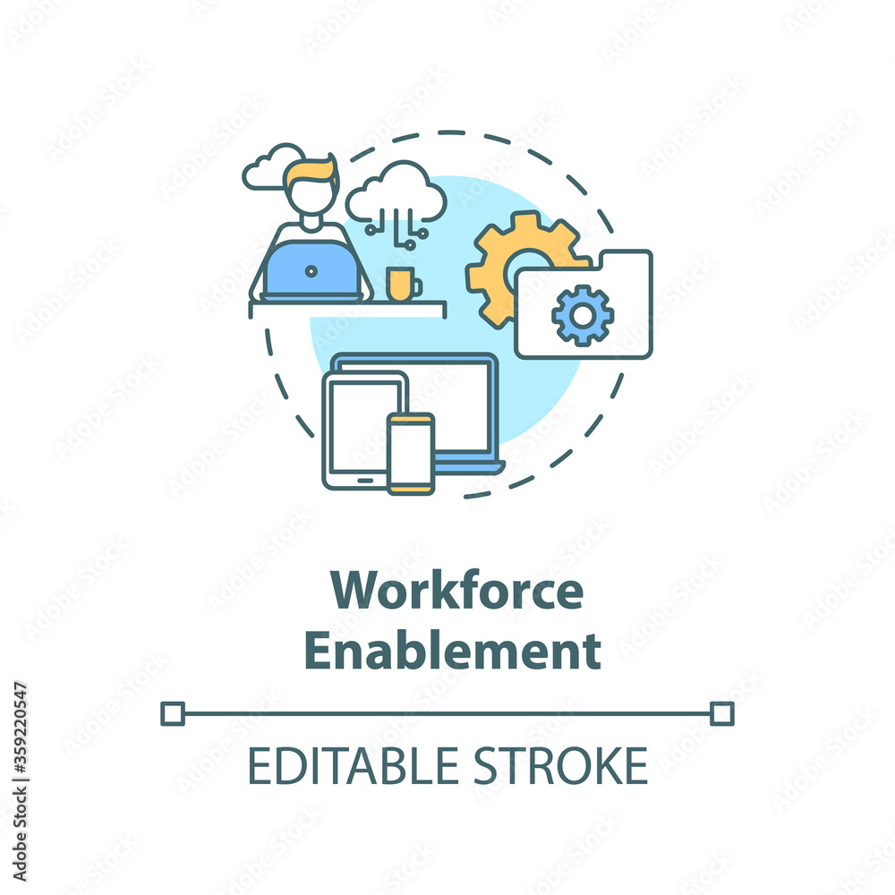 Stock-Vektorgrafik „Workforce enablement concept icon. Digital ...