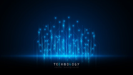 Poster - dark blue abstract circuit technology cyberspace background,speed data transfer background,futuristic speed data transfer connection;