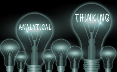 Poster - Writing note showing Analytical Thinking. Business concept for component of visual pondering to solve problems quickly
