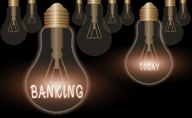 Poster - Text sign showing Banking. Business photo showcasing financial institution licensed to receive deposits and make loans