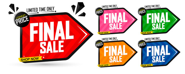 Set Final Sale banners, discount tags design template, special offer, end of season, vector illustration 