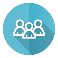 Poster - People vector icon, group flat design blue round web button isolated on white background