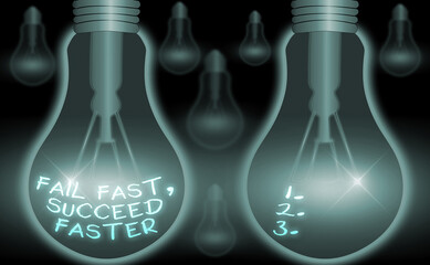 Poster - Writing note showing Fail Fast, Succeed Faster. Business concept for failed attempt increases an eventual success