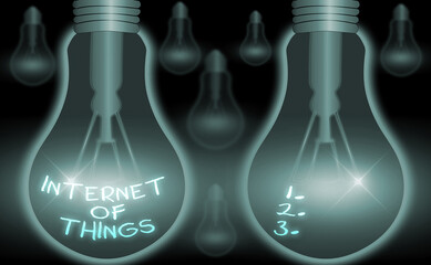 Poster - Writing note showing Internet Of Things. Business concept for network connections innovative manufacturing and smart industry