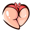 Close-up sexy naked woman booty ass in  cute lingerie. Vector Illustration. Sexy ass in  short shorts. Sexy back. Women's naked sports booty back view. Pumped up ass. Hot intimate sticker.
